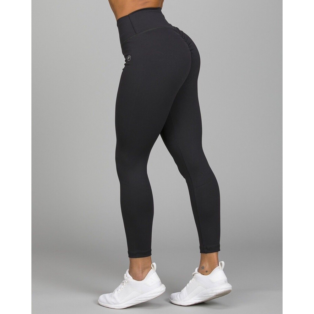 ABS2B Fitness athletic booty scrunch 7/8 crop high waist gym leggings Black M